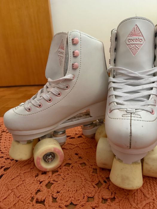 OXELO Patins de 4 Rodas Patinagem Artística Criança/Adulto QUAD 100 Branco