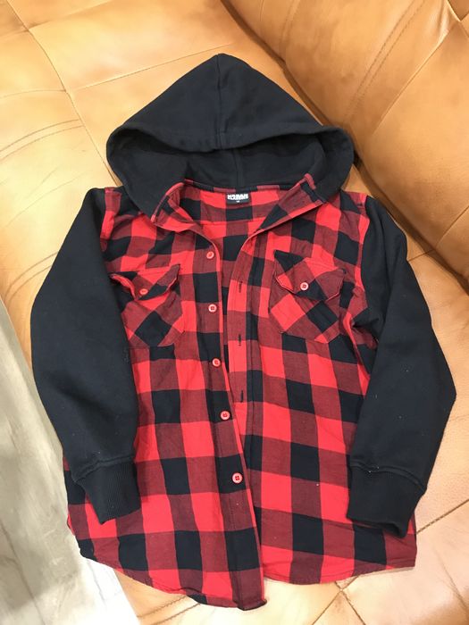 Koszula z kapturem, bluza w kratę