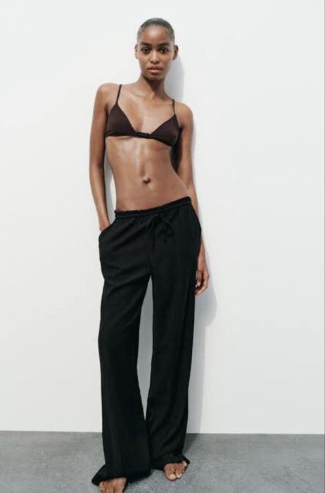 Zara штани / брюки палаццо матеріал жатка вільного крою