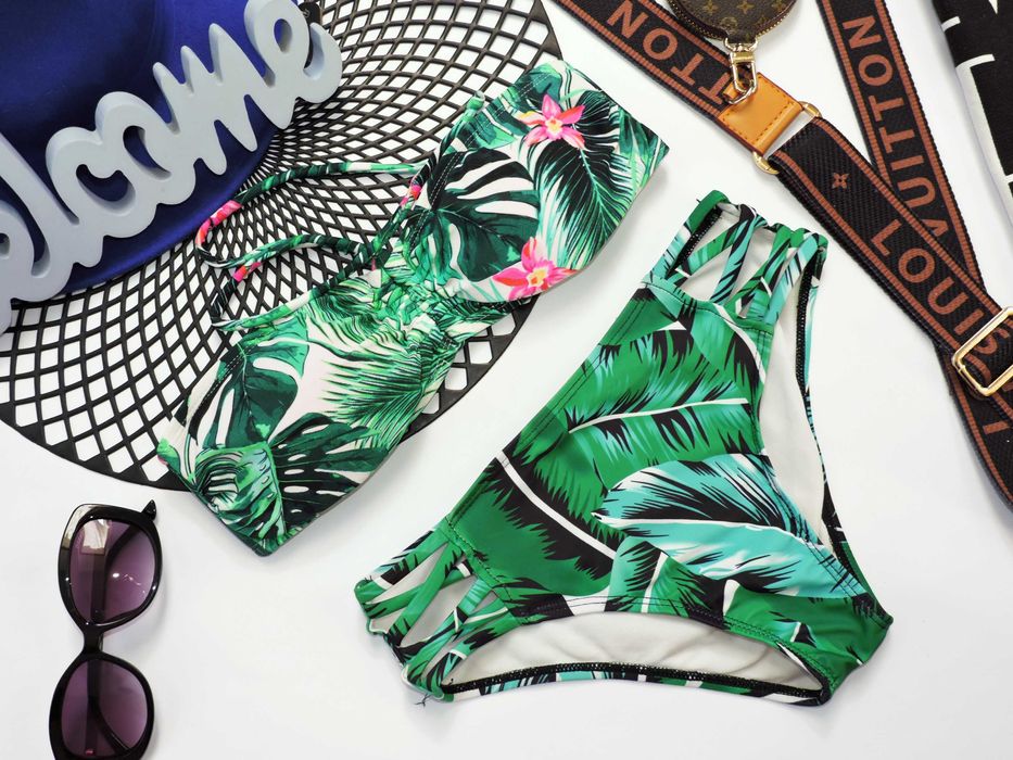 Strój kąpielowy motyw roślinny XS