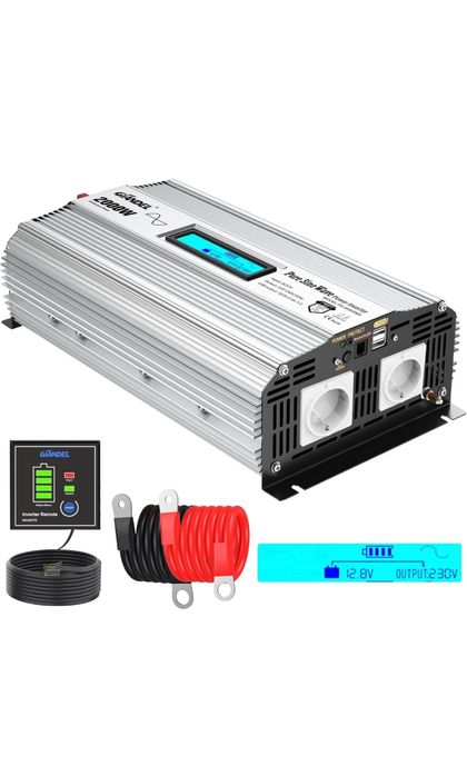 Інвертор Giandel чистої синусоїди  2000 Вт 12v в 230v  PS-2000PBR-DE