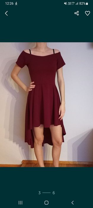 Burgundowa asymetryczna sukienka