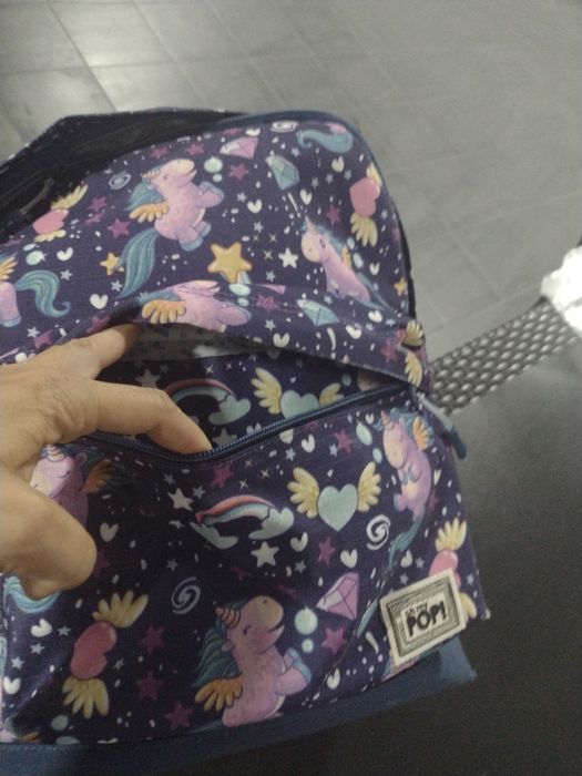 Mochila com lancheira de unicórnio