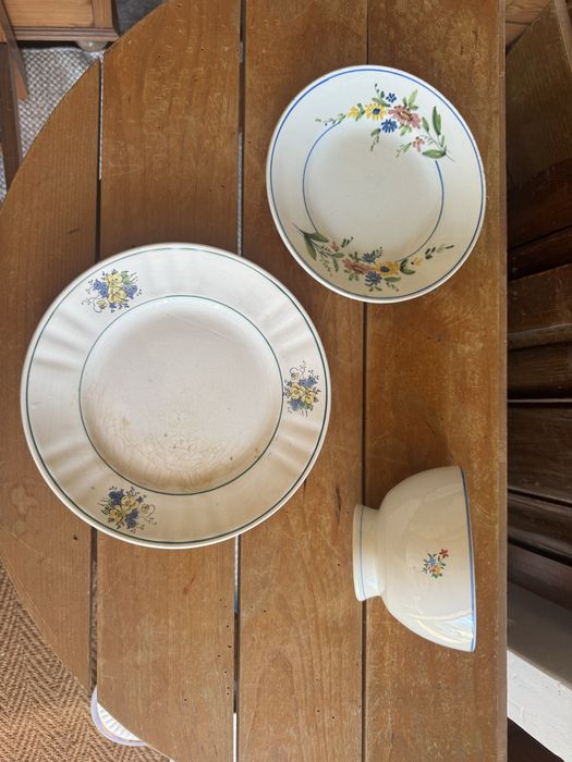 Conjunto de 3 peças de louça antiga