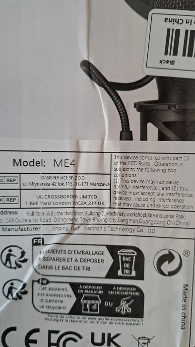 Microfone condensador ME 4 RGB. Som profissional. Novo.