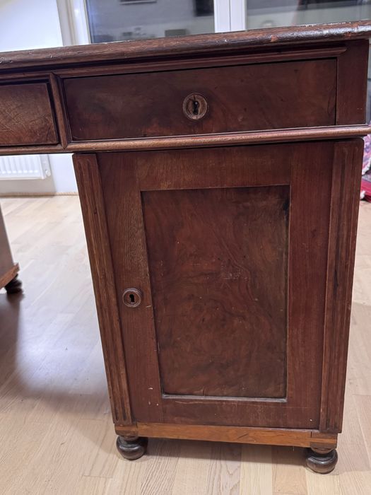 Biurko antyk reprezentacyjne dwustronne piękne politurowane do negocja