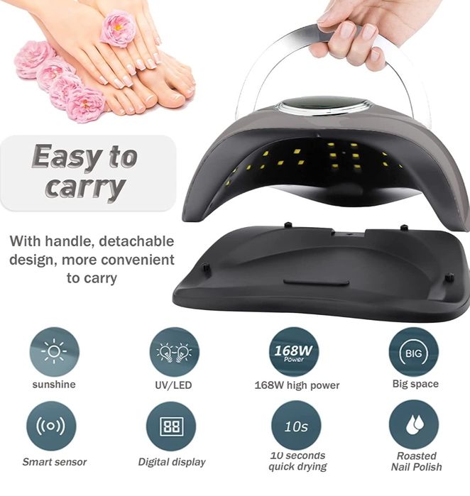 Amzeeniu Candeeiro LED unhas 168 W, profissional secador de unhas LED