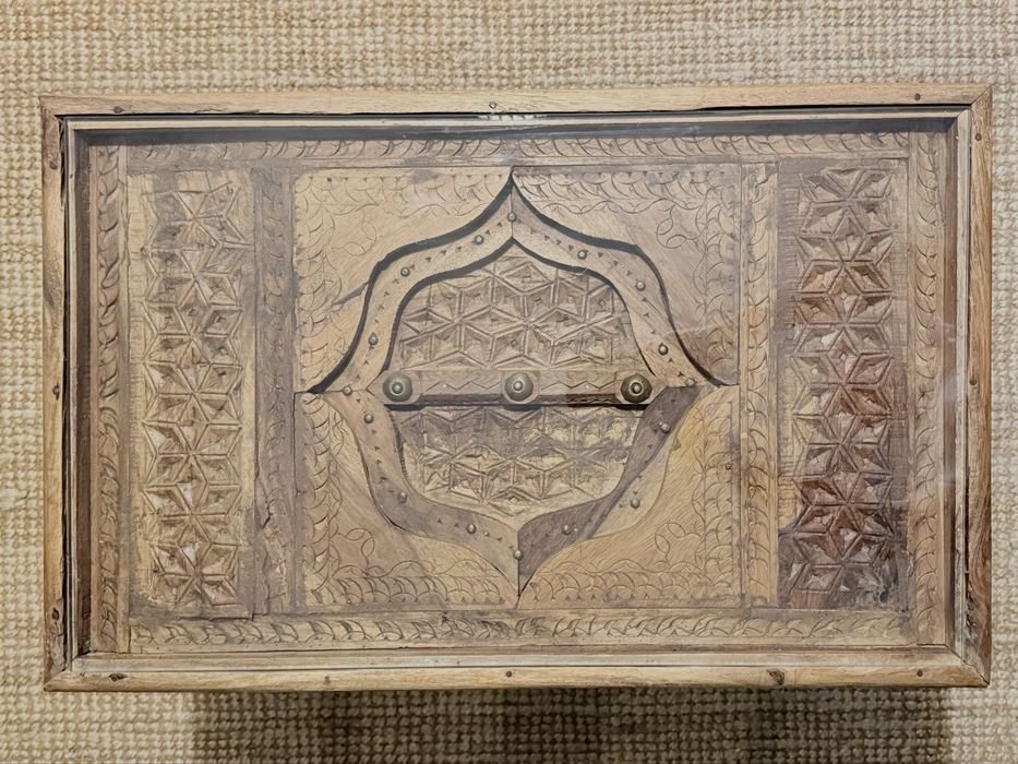 mesa centro apoio sala aparador talha teca oriental Indiana rustica