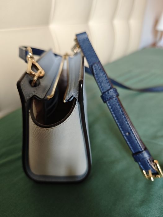 Mala Michael Kors Selma Mini - Couro Saffiano Azul/Branco ( Original)