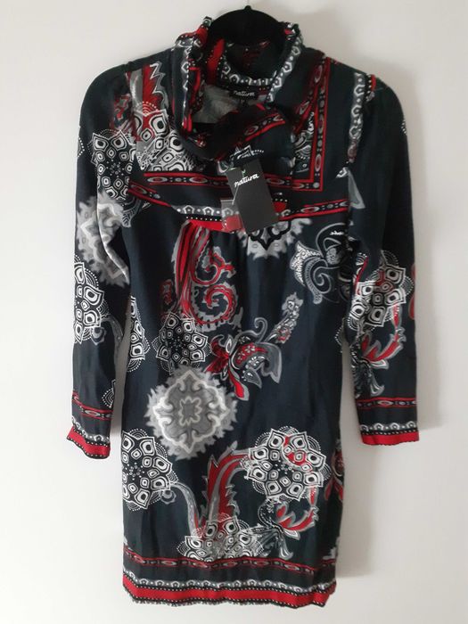 Vestido preto estampado Natura, tamanho S/M, novo com etiqueta