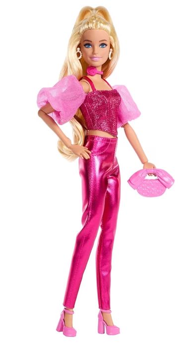 Barbie deluxe, Barbie twinning, барбі білявка в рожевому, барбі в однакових нарадах з собачкою
