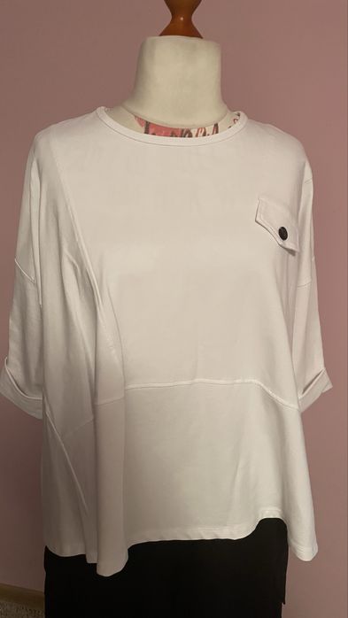 Śmietankowa tunika basic asymetryczny 40/42/44/46