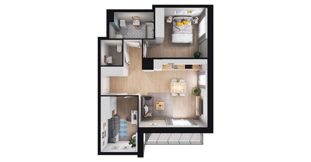 3-pokojowe mieszkanie 56m2 + loggia