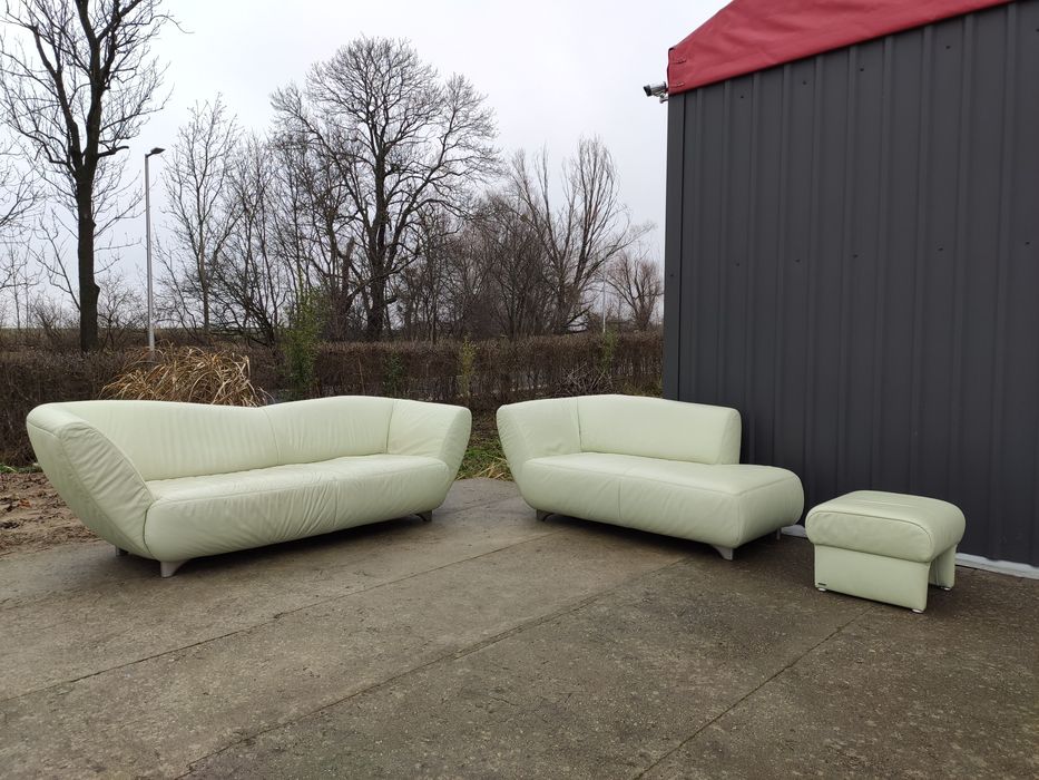 Sofa 3-osobowa+ 2-osobowa/szezląg+ pufa Koinor! Skóra naturalna!Okazja