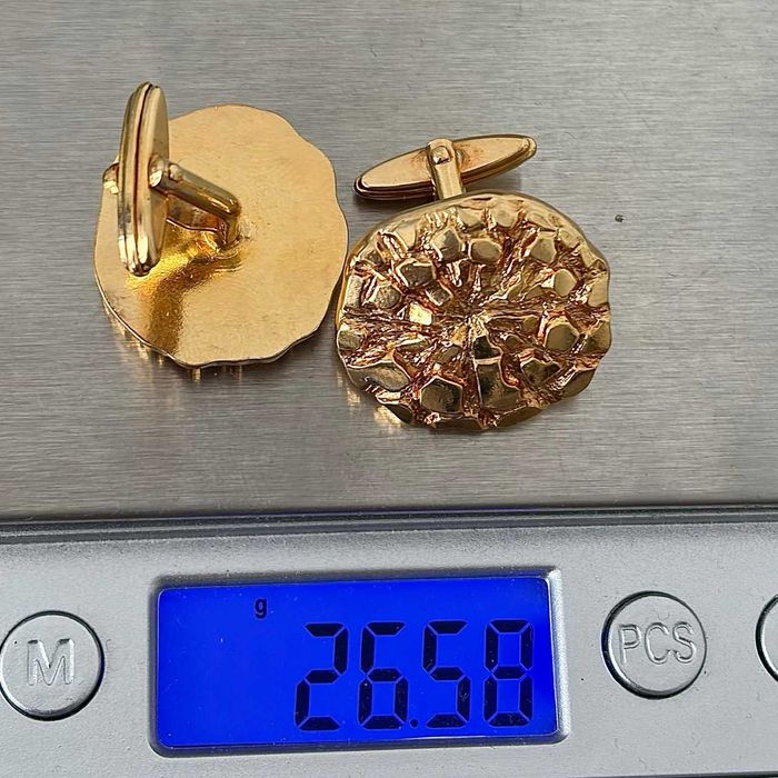 Złote spinki do mankietów pozłacane 24 karatowym złotem