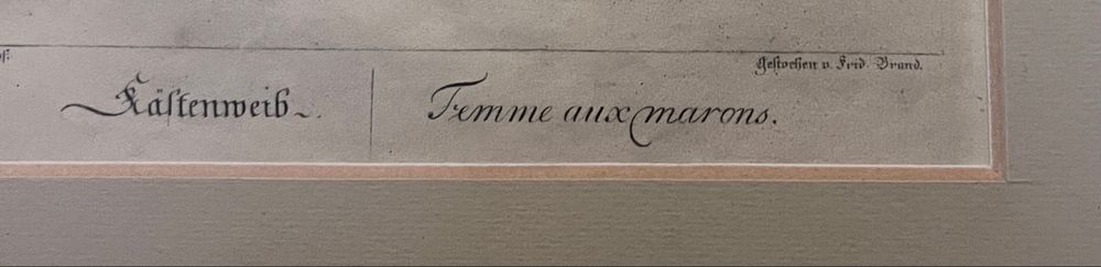 Miedzioryt „Kobieta z kasztanami” Johann Christian Brand