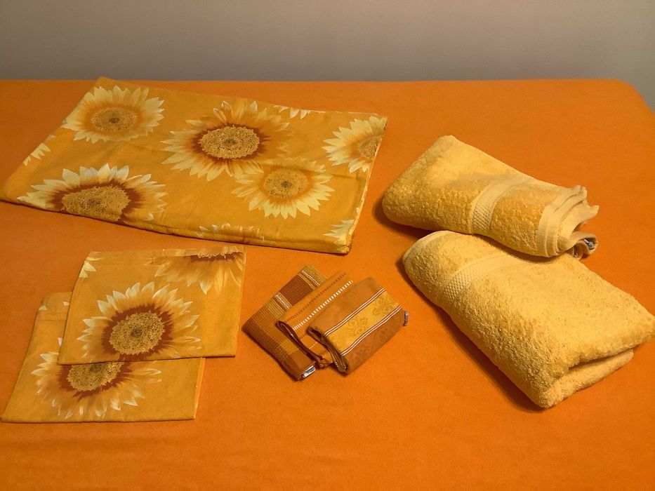 bawełna RĘCZNIKI Pościel 160x200 poszewki prześcieradło pomarańcz