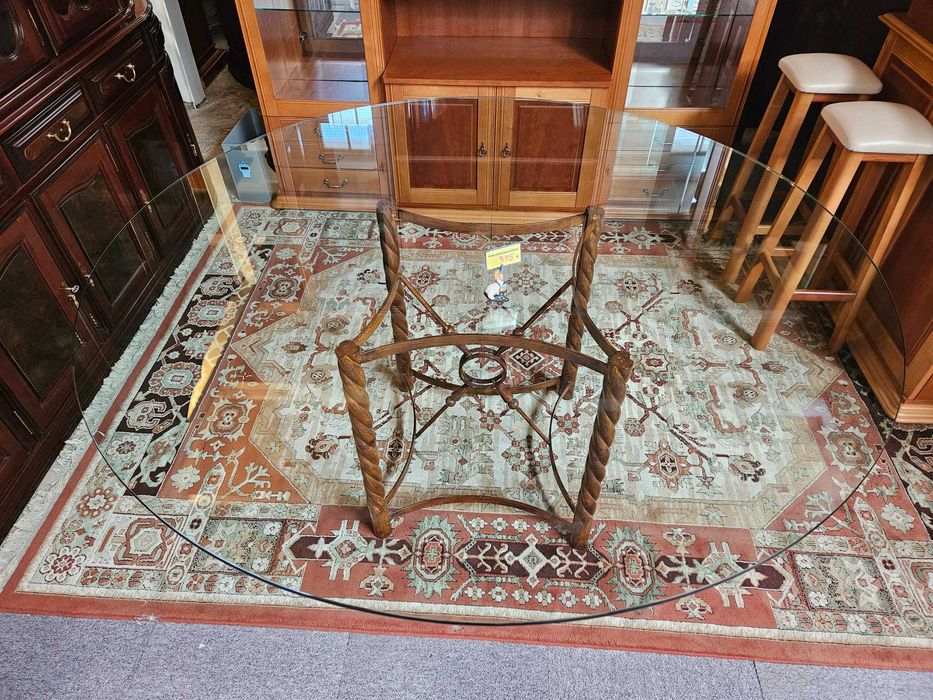 Enorme mesa redonda para sala ou escritório, Tampo pesadissimo em vidro