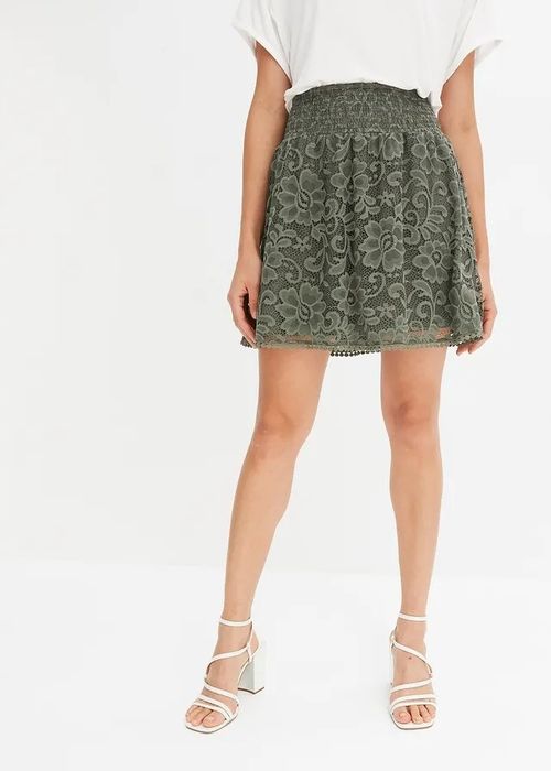 B.P.C krótka spódnica koronkowa khaki ^44/46