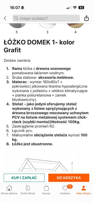 Łóżko dziecięce Domek plus materac