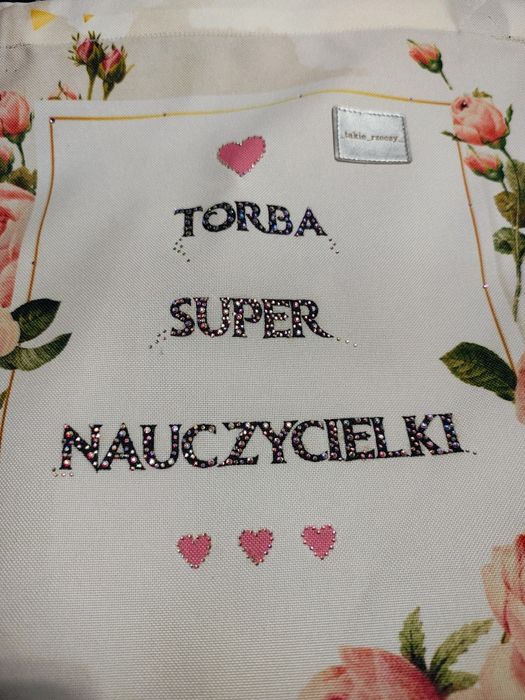 Wyjątkowa torba na ramię ozdobiona kryształkami  handmade