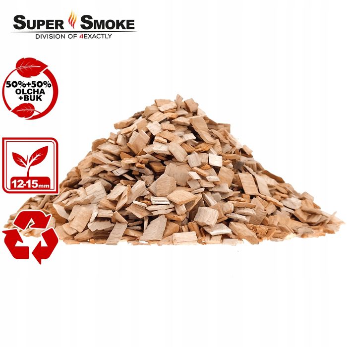 Zrębki Wędzarnicze Super Smoke OLCHA+BUK KL-13 (12-18mm) XL 5 Litrów
