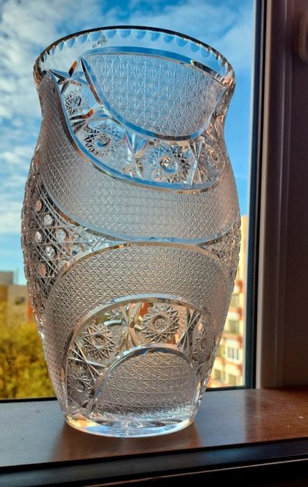 Piękny, duży, wazon, kryształowy PRL.