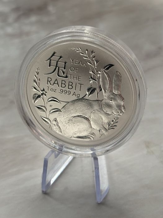 Срібна монета 999.9 проби Рік Кролика, 1 oz