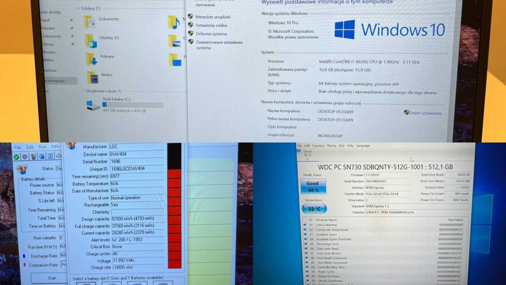 Ładny! Lenovo ThinkPad T490s i7 16GB 512SSD PLklaw Office2021 Rok Gwar