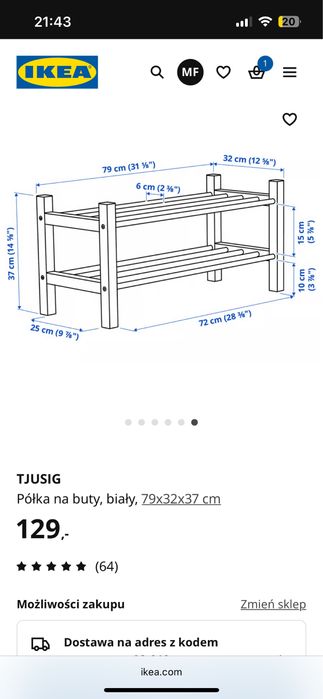 Półka na buty Ikea Tjusig