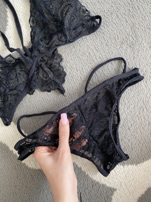 Bielizna komplet koronka sexy komplet regulacja czarny