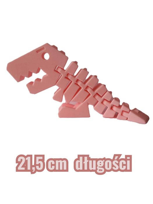 Różowa figurka -  Ruchomy Dinozaur rozmiar L | 21,5 cm długości