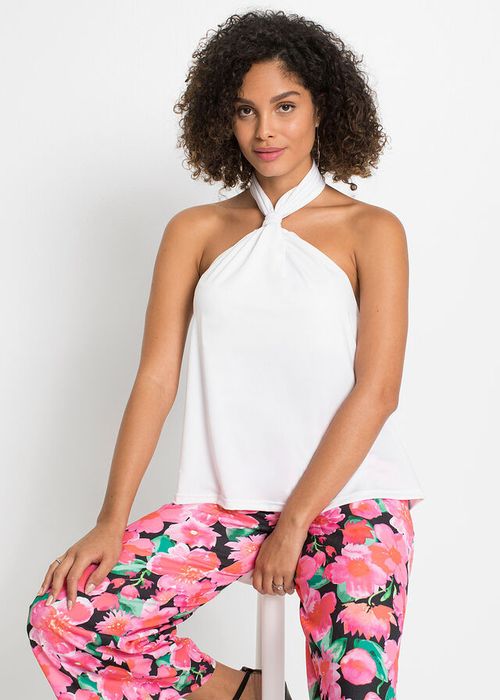 B.P.C biały top z zapięciem na szyi ^32/34