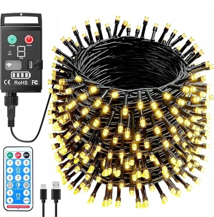Гірлянда Kinamy 100 LED 10 м акумуляторна USB-C 8 режимів