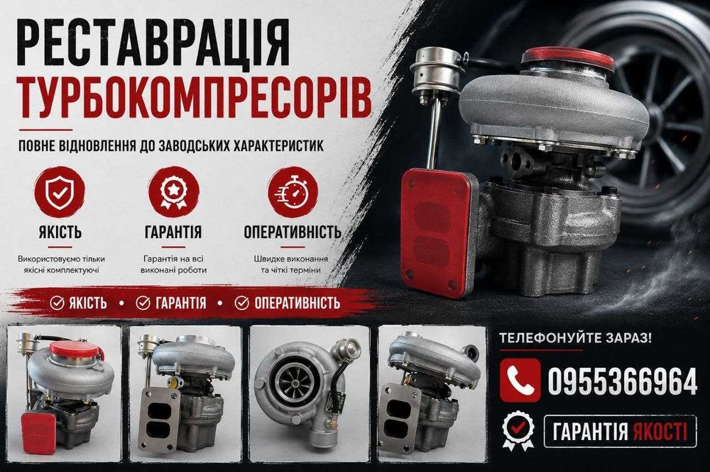 Турбокомпресор ТКР Турбіна Caterpillar Komatsu Hitachi John Deere Volvo JCB Case New Holland CLAAS Massey Ferguson Deutz Mercedes IVECO КАМАЗ Ремонт