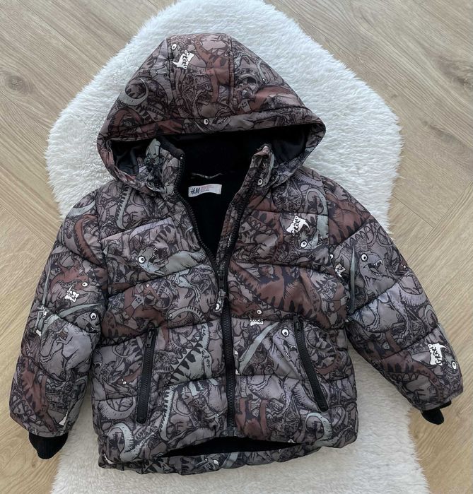 H&M kurtka dla chłopca zimowa dinozaury 2 / 3 r. 98