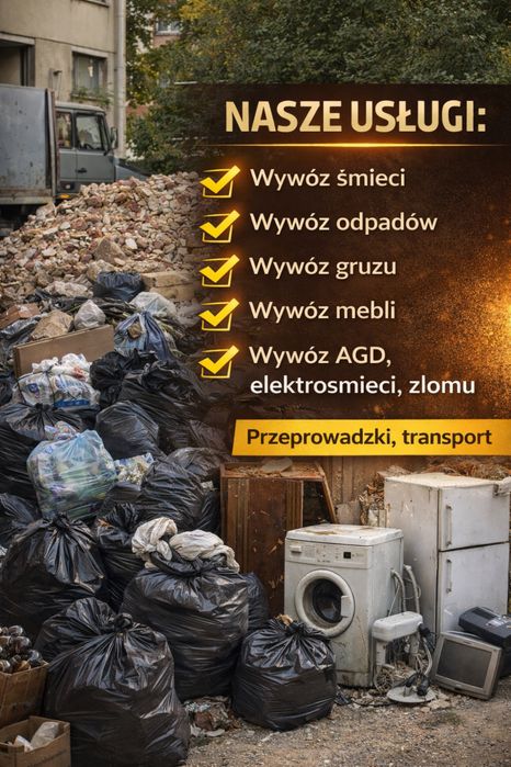 Kontenery Bus Załadunek Wywóz mebli śmieci odpadów utylizacja