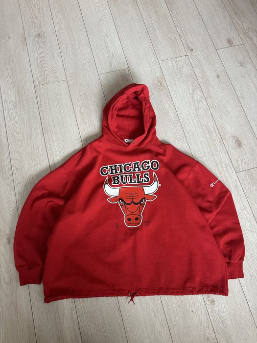 Худі кофта з капюшоном червона оверсайз Chicago Bulls Champion XXL