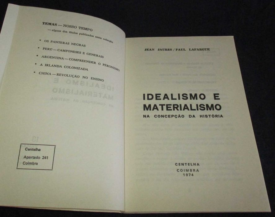 Livro Idealismo e Materialismo na concepção da história Jean Jaurés