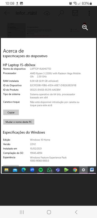 Portatil hp 15 polegadas