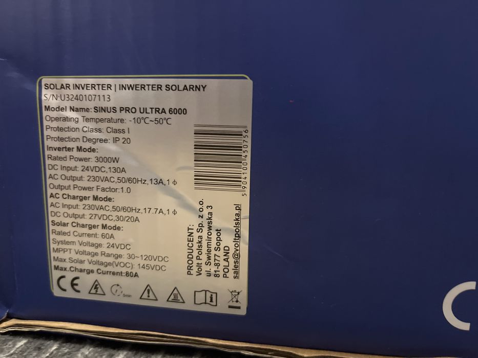 Inwerter solarny off grid volt sinus pro 6000W 24v
