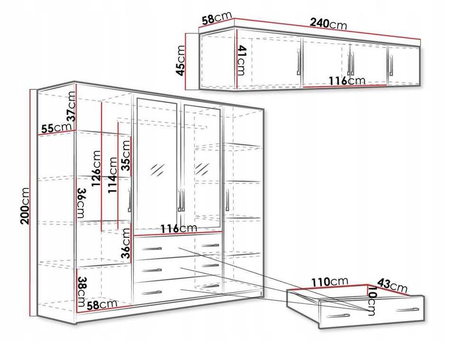 SZAFA / Garderoba / BALI D4 / Okazja / Montaż / Transport