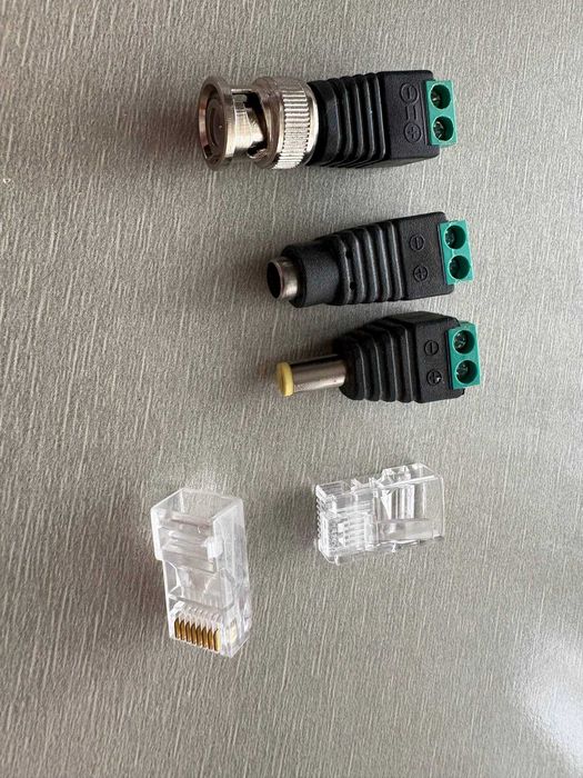 Конекторы RJ-45, Разьемы питания DC 5.5×2.1 мм Мама/Папа, Разъемы BNC 75 Ом JF5121 674, герметичное соединение rj-45