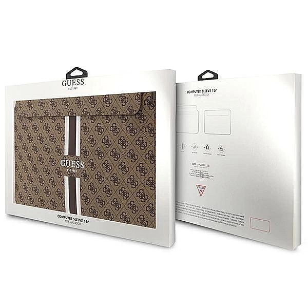 Pokrowiec Guess 4G Printed Stripes na laptopa 16" - brązowy