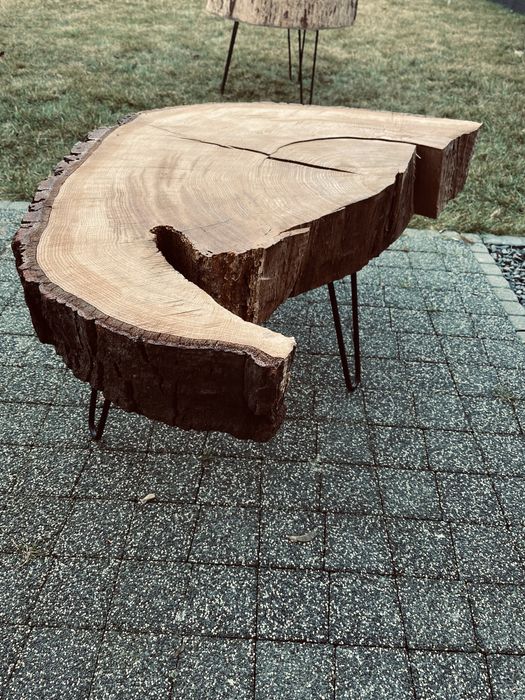 Stół Stolik Dębowy Jesion PROMO%Naturalne Drewno Plaster 40-70cmDrewna