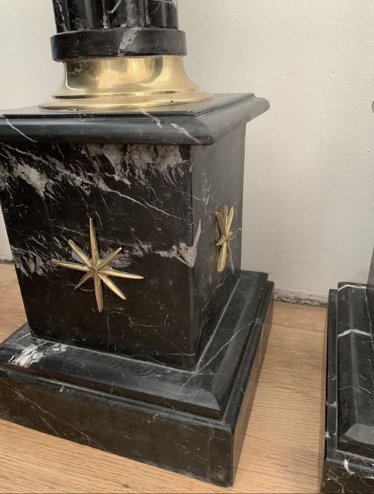 Stary filar monument postument kolumna z granitu i brązu komplet