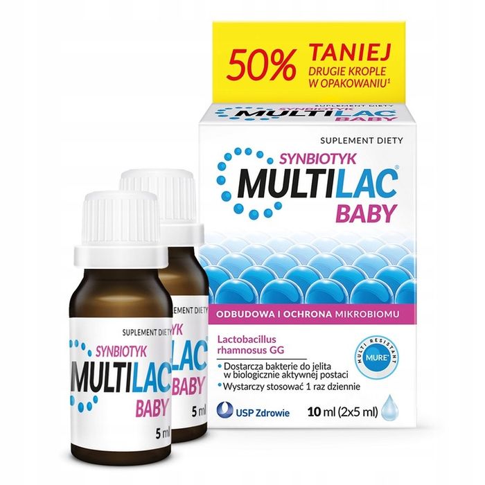 multilac baby synbiotyk probiotyk + prebiotyk dla dzieci krople 2x5ml
