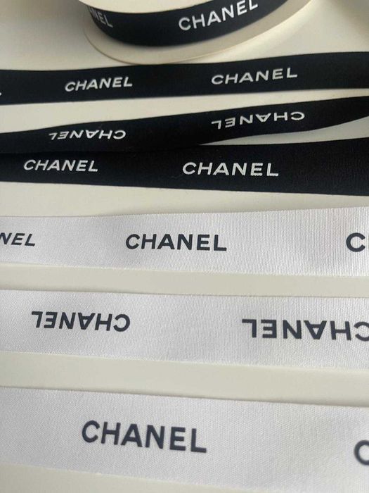 Oryginalna Wstążka Chanel bawełna 1,5metra szer 2,5cm biała czarna