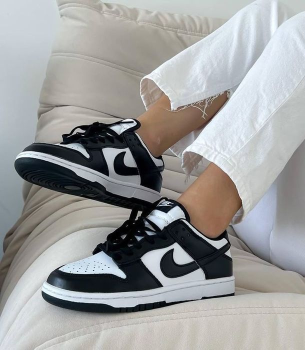 Nike Dunk Low Black White Panda кросівки найк данк шкіряні демісезонні