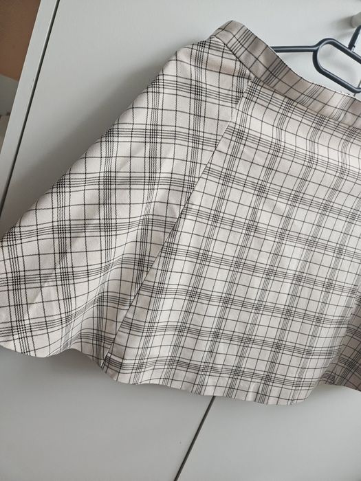 Beżowa spódnica mini w kratkę Monki XXS retro